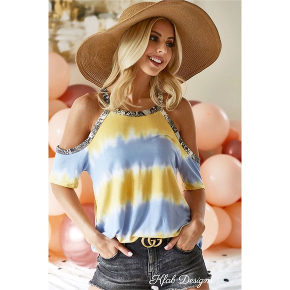 ❤️LAST! Tie Dye Could Shoulder Snakeskin Top - Picture 9 of 12